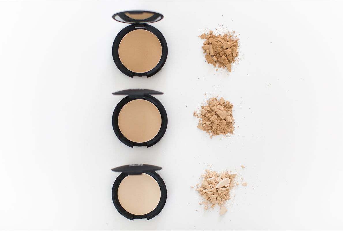 Mineral powder shades in a line