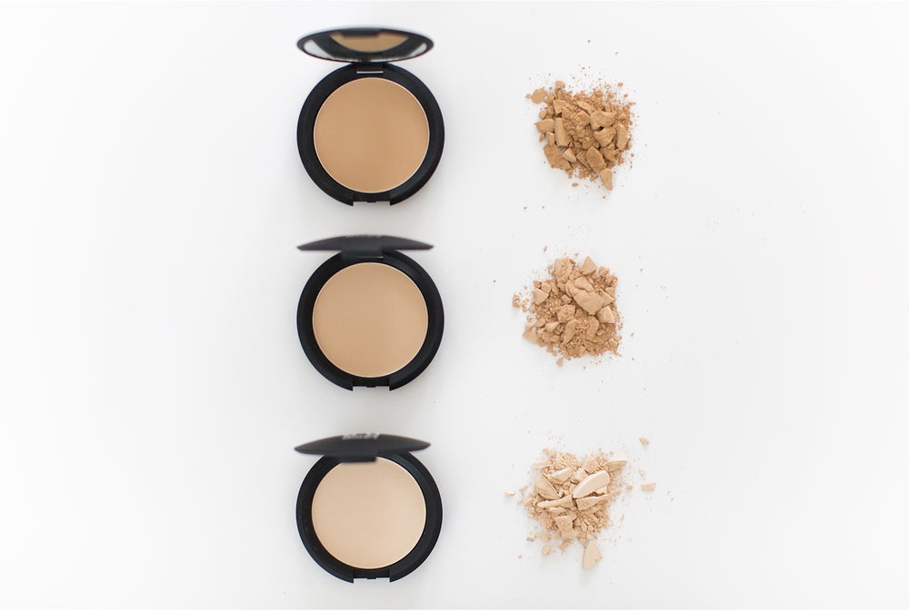 Mineral powder shades in a line